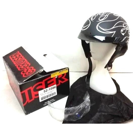 CS Cruiser Burn Out Black Large Motorcycle Helmet NEW