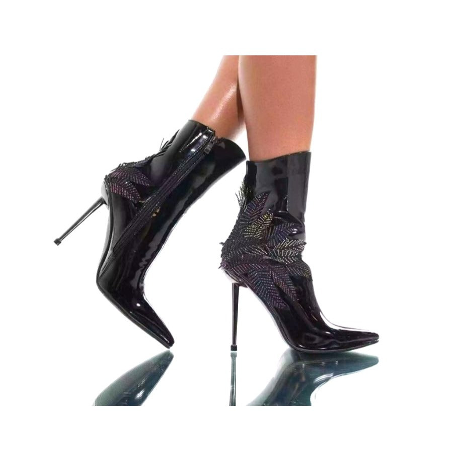 Azalea Wang Night Shift Stiletto Bootie Black Size 10
