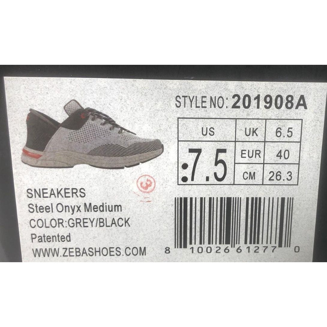 Zeba Steel Onyx Medium Sneakers Grey & Black Mens Size 7.5