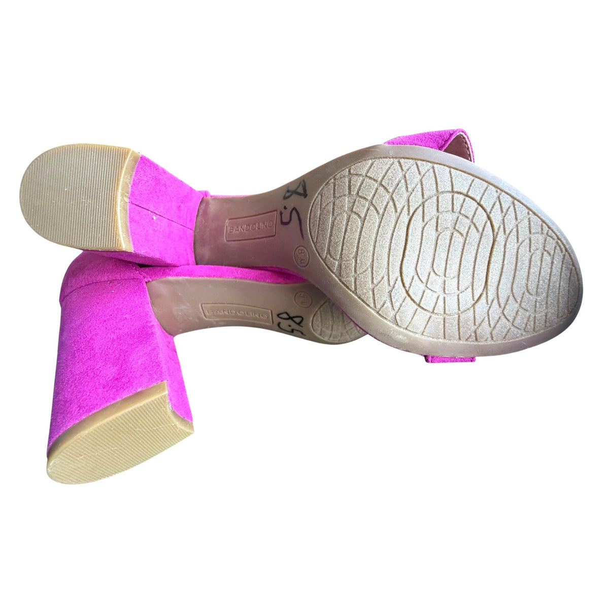Bandolino Womens Pink Ankle Strap Block Heel Sandals Size 8.5M NWOB