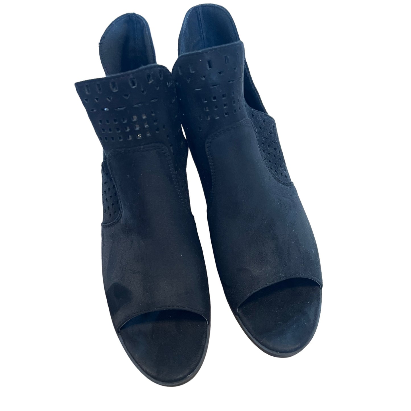 Nature Breeze Women's Black Perforated Open Toe Booties - Size 9