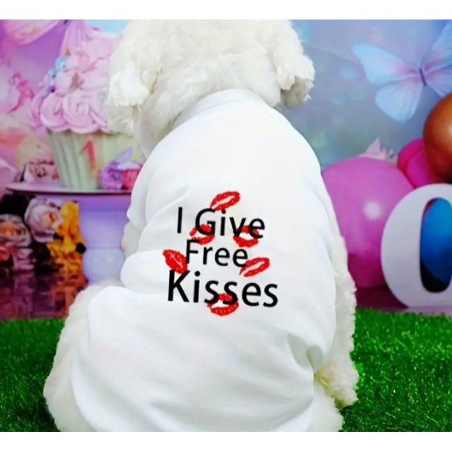 I Give Free Kisses Dog Pet Large T-Shirt NWOT