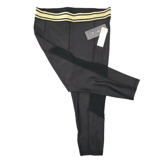 C&C California Women's Black Capri Leggings With Gold Glitter Waistband XS New