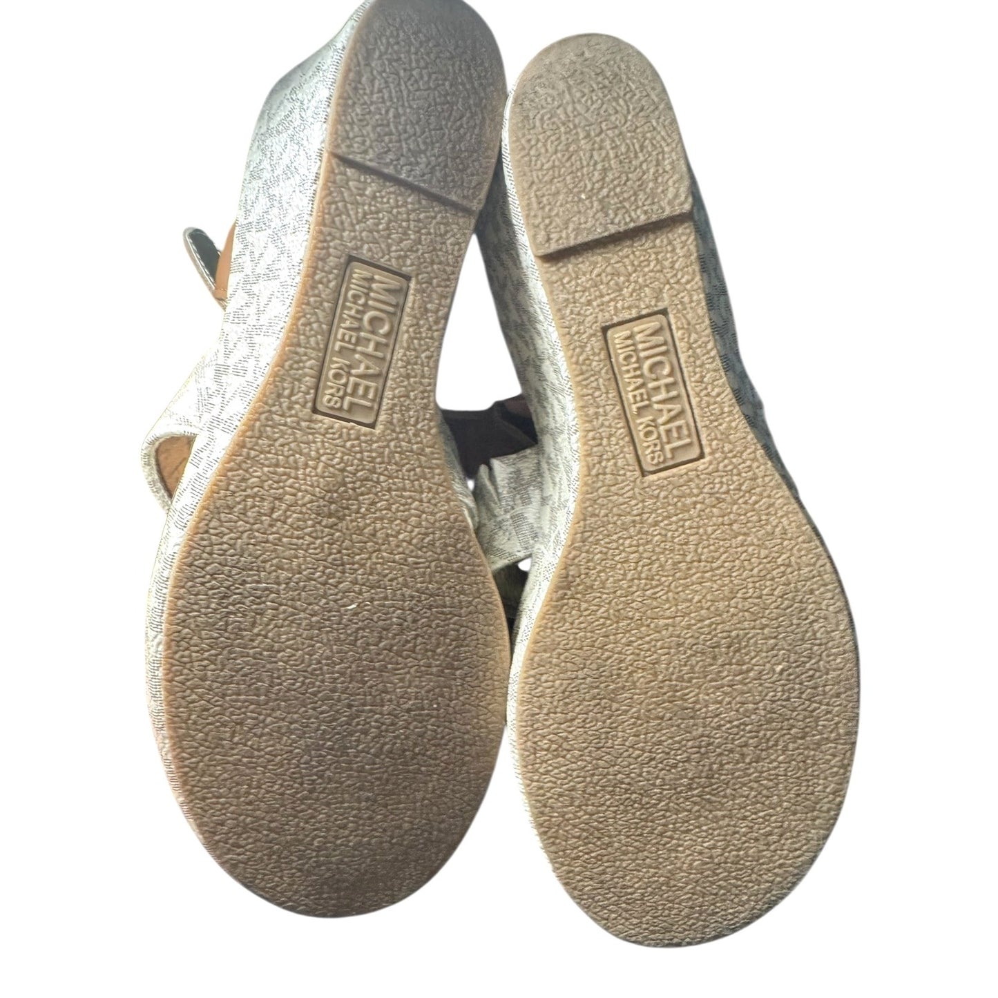 Michael Kors Girls Wedge Sandals Tan & Gold Size 3 Sandals