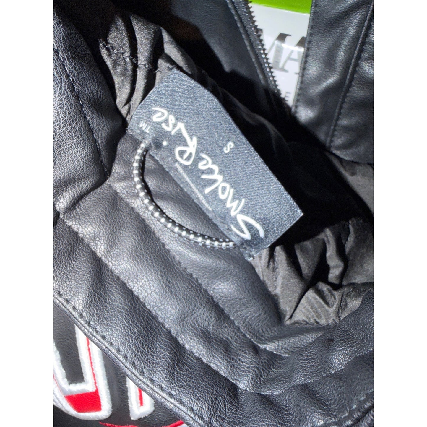 Smoke Rising SZ S World Class Moto Sport Faux Leather Jacket Black Red Racing Style