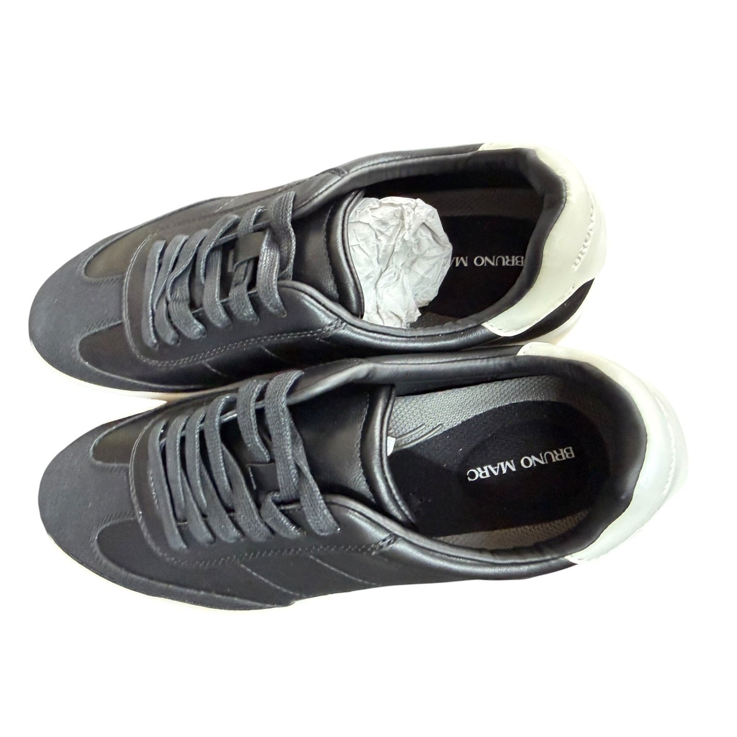 Bruno Marc Mens Casual Black & White Sneakers Leather & Suede Upper Lace-Up Design Lightweight Sole Size 11 NWB