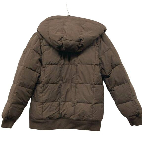 Abercrombie Kids Brown Puffer Jacket With Faux Shearling Lining & Hood Size 13/14