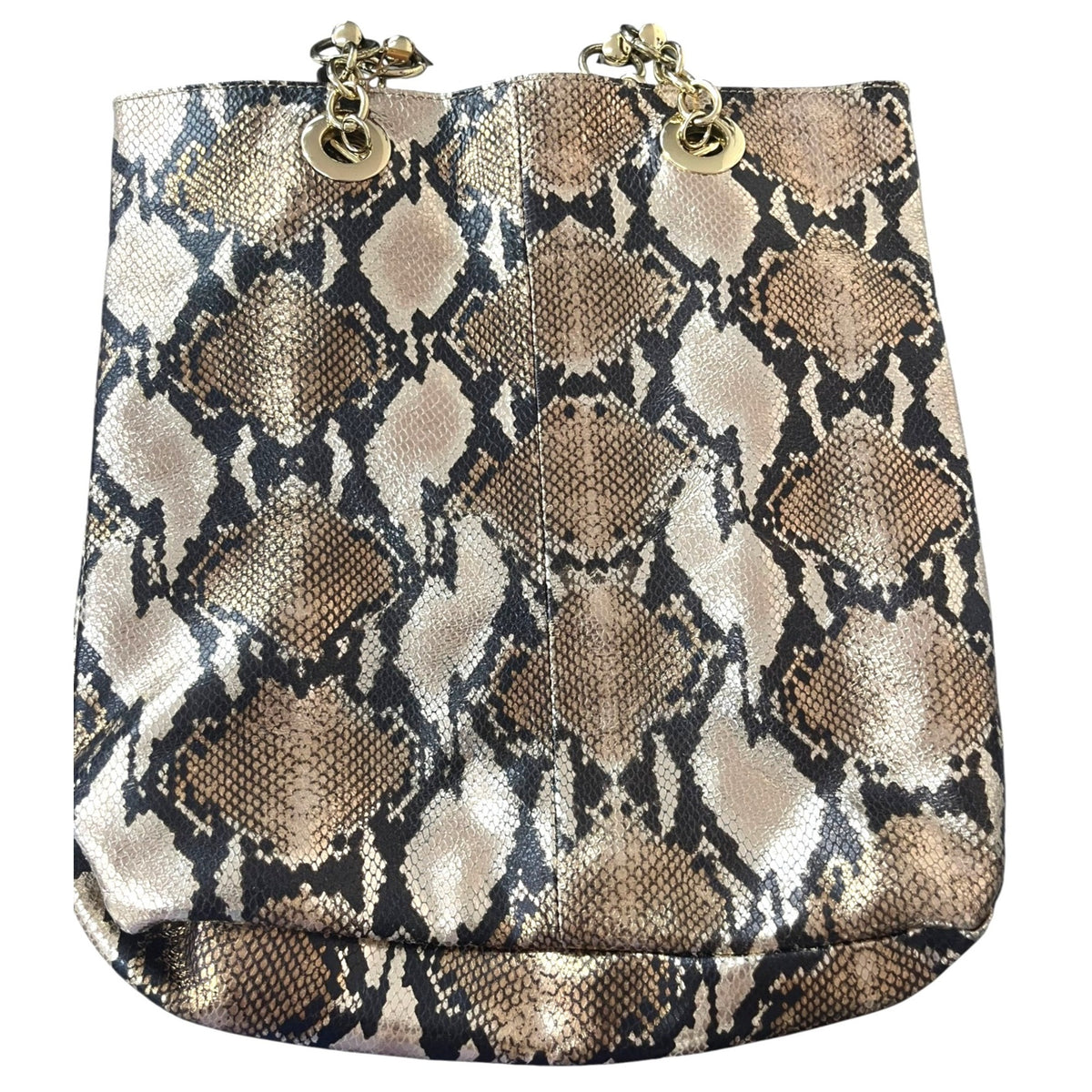Cynthia Rowley Gold Snakeskin Print Tote Bag