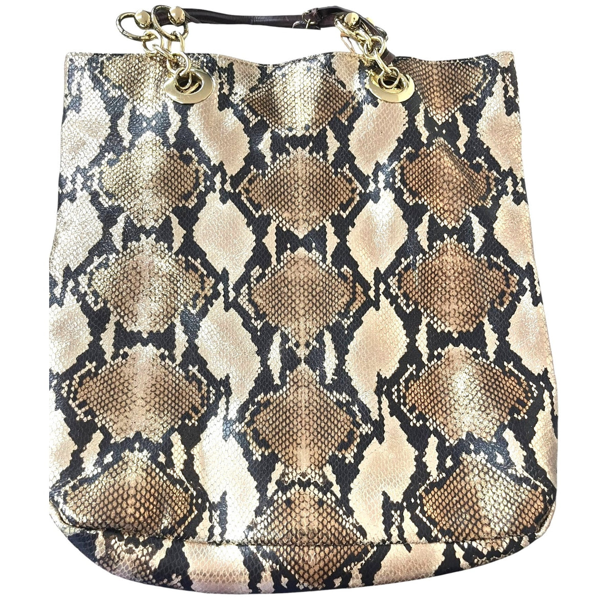 Cynthia Rowley Gold Snakeskin Print Tote Bag