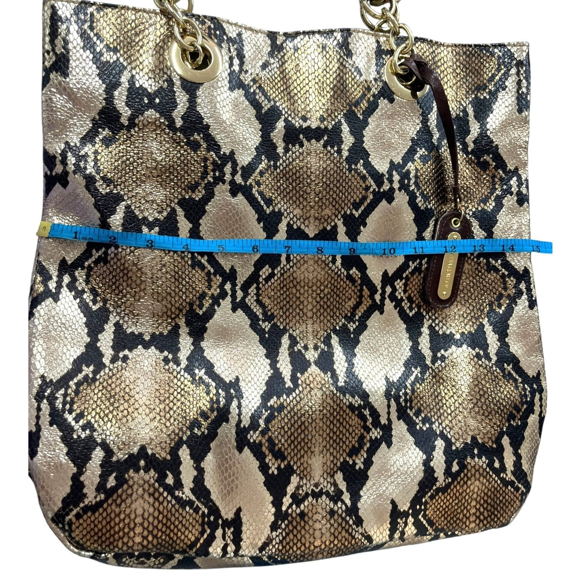 Cynthia Rowley Gold Snakeskin Print Tote Bag