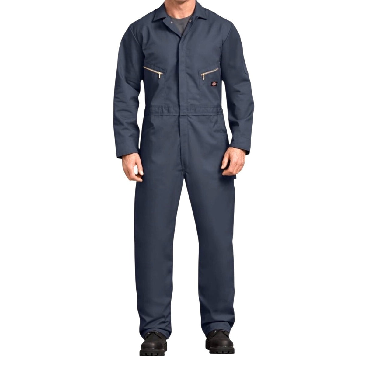 Dickies Mens Navy Blue Long Sleeve Coveralls With Zipper Pockets Size Large