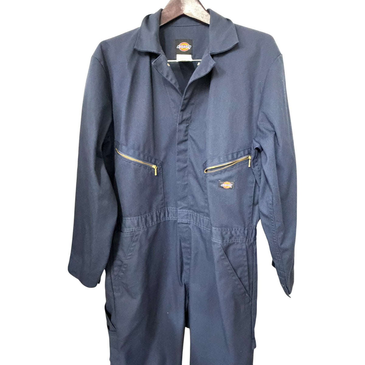 Dickies Mens Navy Blue Long Sleeve Coveralls With Zipper Pockets Size Large
