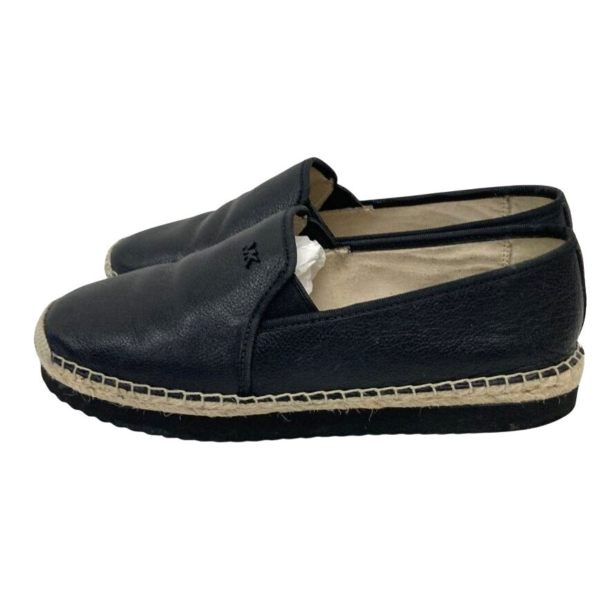 Michael Kors Black Leather Espadrille Flats Slip-On Shoes Size 8