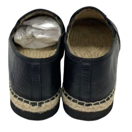 Michael Kors Black Leather Espadrille Flats Slip-On Shoes Size 8