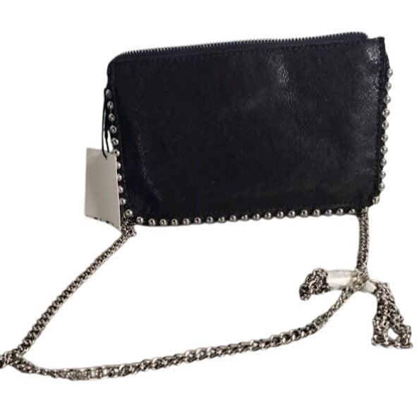 Zara Black Chain Studded Clutch NWT Bag With Zipper Closure & Detachable Strap NEW
