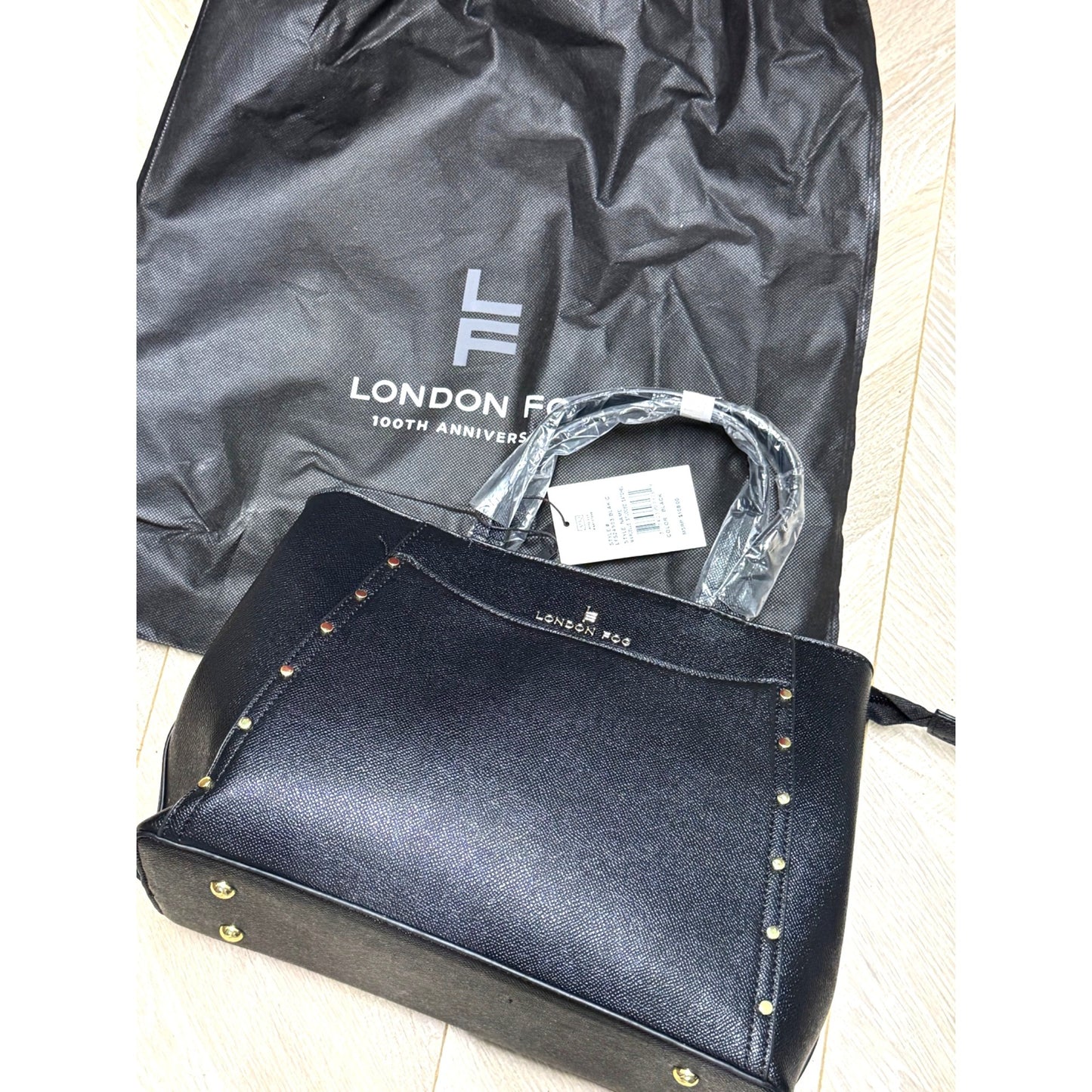 London Fog 100th Anniversary Black Saffiano Tote Bag  NWT & NWB