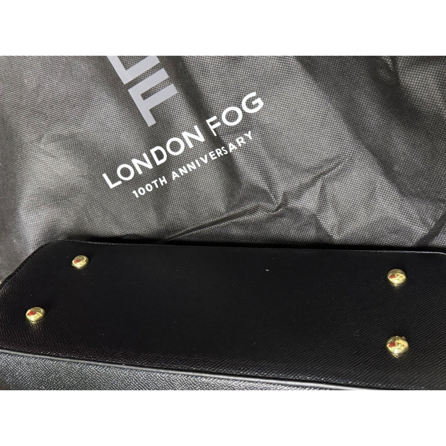 London Fog 100th Anniversary Black Saffiano Tote Bag  NWT & NWB