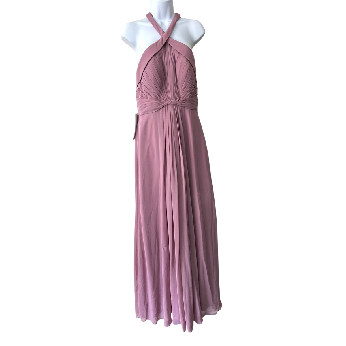 Azazie Mauve Halter Pleated Chiffon Maxi Dress A6 Formal Evening Gown