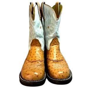 ARIAT Blue and Brown Ostrich Print Cowboy Boots Size 7C