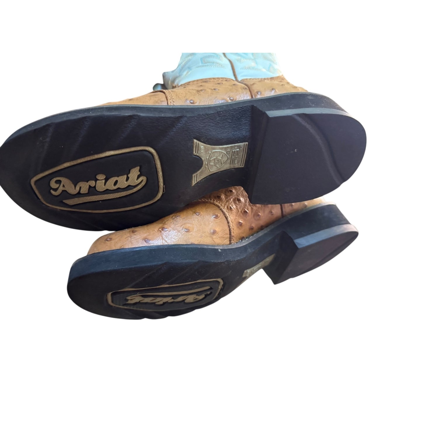 ARIAT Blue and Brown Ostrich Print Cowboy Boots Size 7C