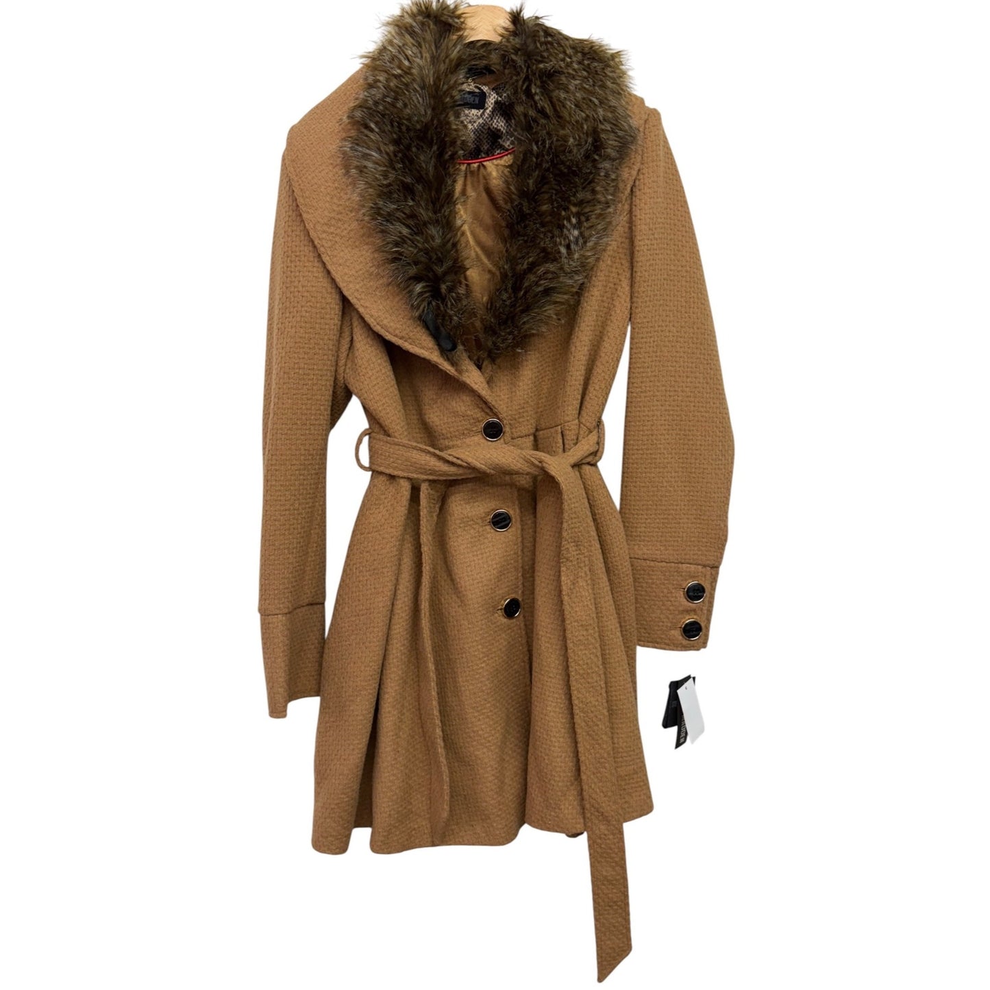 Steve Madden XL Camel Jacket With Removable Faux Fur Collar NWT