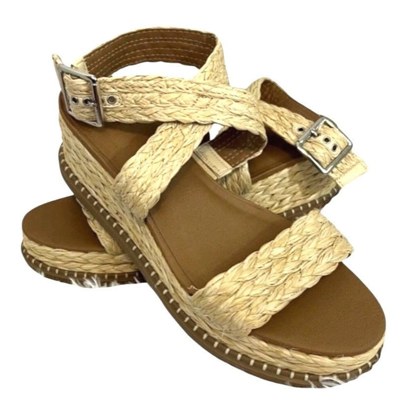 Universal Thread Braided Platform Women's Wedge Sandals SZ 8.5