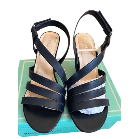 Marbella Womens Navy Strappy Sandals With Adjustable Buckle Closure Size 9.5 NWOB