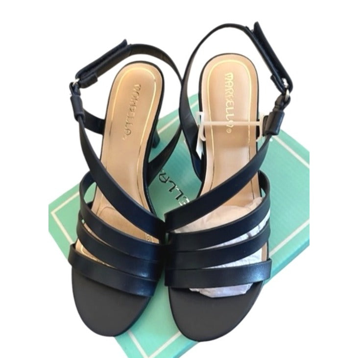 Marbella Womens Navy Strappy Sandals With Adjustable Buckle Closure Size 9.5 NWOB