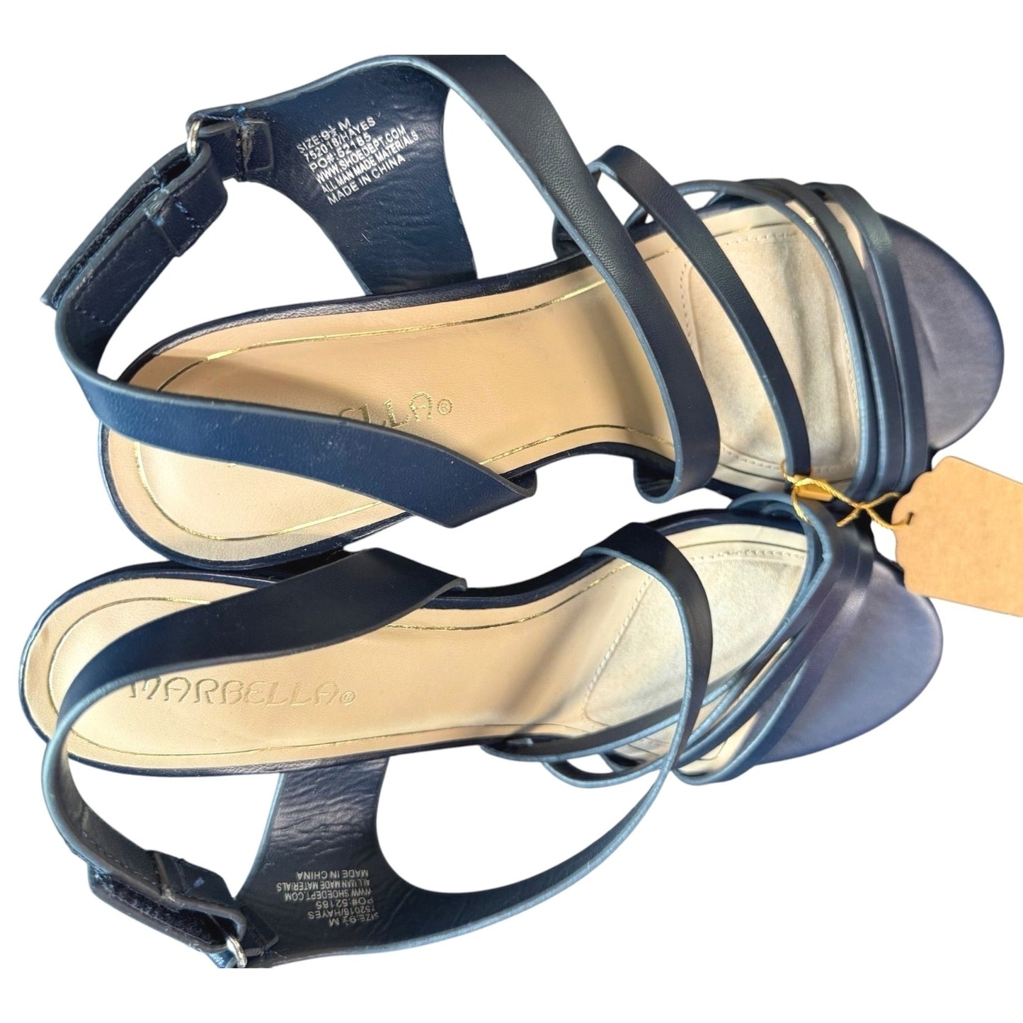 Marbella Womens Navy Strappy Sandals With Adjustable Buckle Closure Size 9.5 NWOB