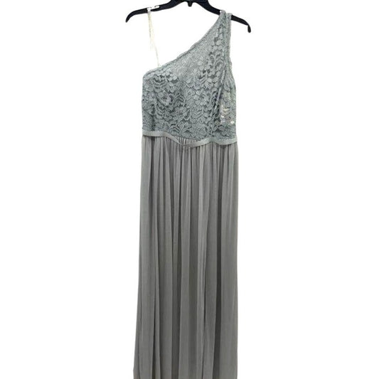 Davids Bridal Mystic Blue Lace One-Shoulder Maxi Dress Size 12 NWT
