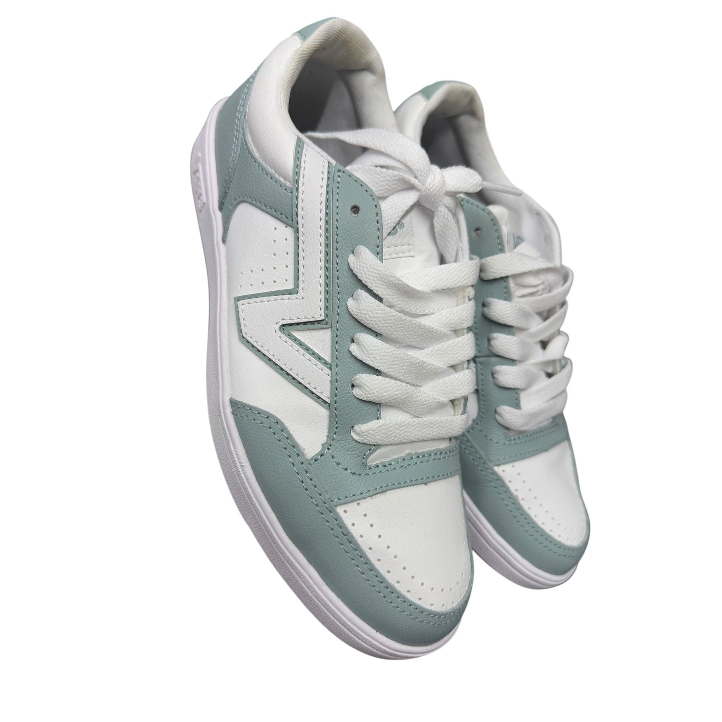 Vans Lowland Leather ComfyCush Sneakers 2-Tone Grey Mist White Shoes women’s 9.5