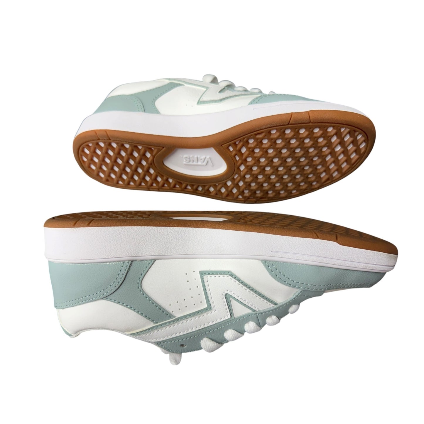 Vans Lowland Leather ComfyCush Sneakers 2-Tone Grey Mist White Shoes women’s 9.5