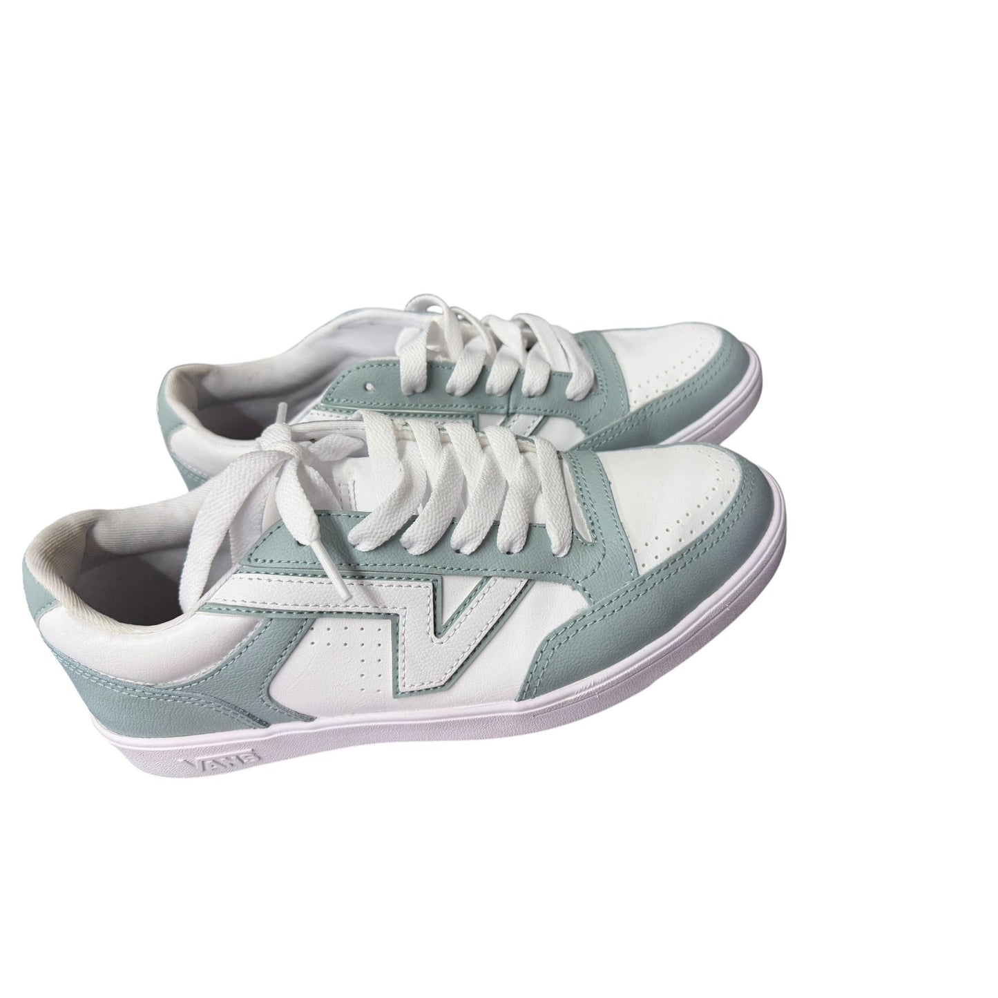 Vans Lowland Leather ComfyCush Sneakers 2-Tone Grey Mist White Shoes women’s 9.5