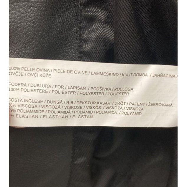MNG (Mango) Women's Genuine Lammeskin Leather Black Jacket XS