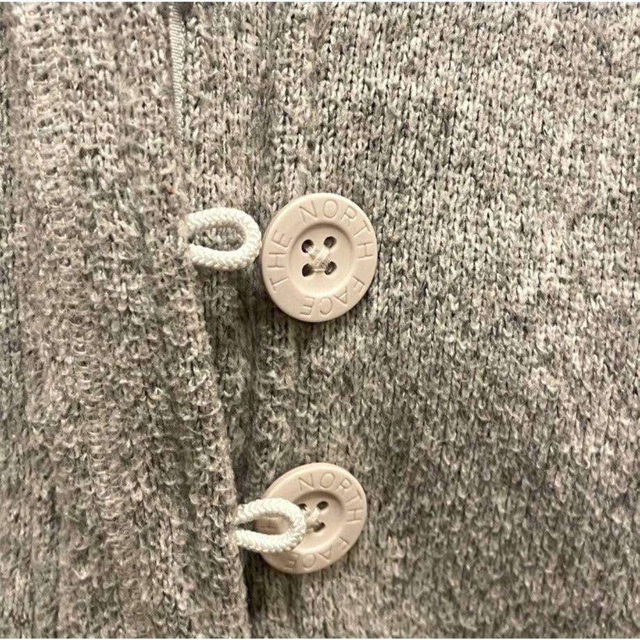The North Face Womens XS Crescent Sunshine Knit Pullover Hoodie Gray Button Accents