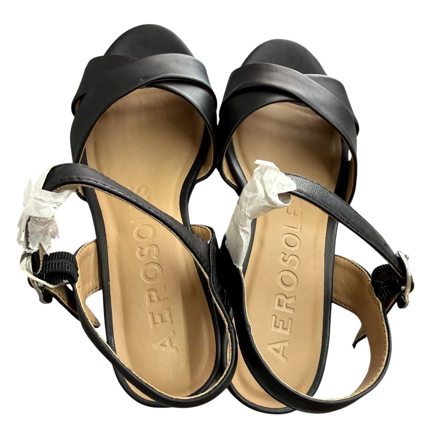Aerosoles Black Platform Block Heel Sandals Size 6 New In Box