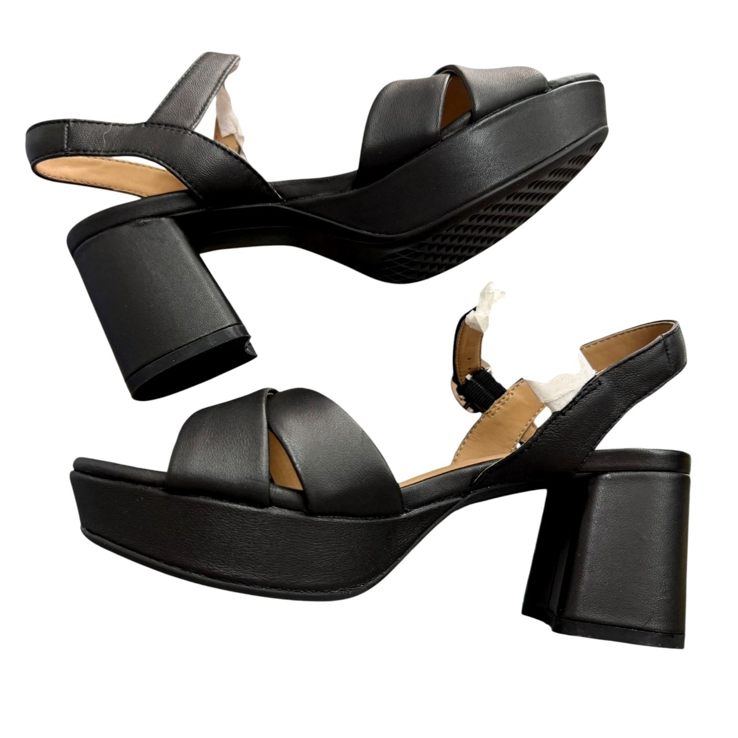 Aerosoles Black Platform Block Heel Sandals Size 6 New In Box