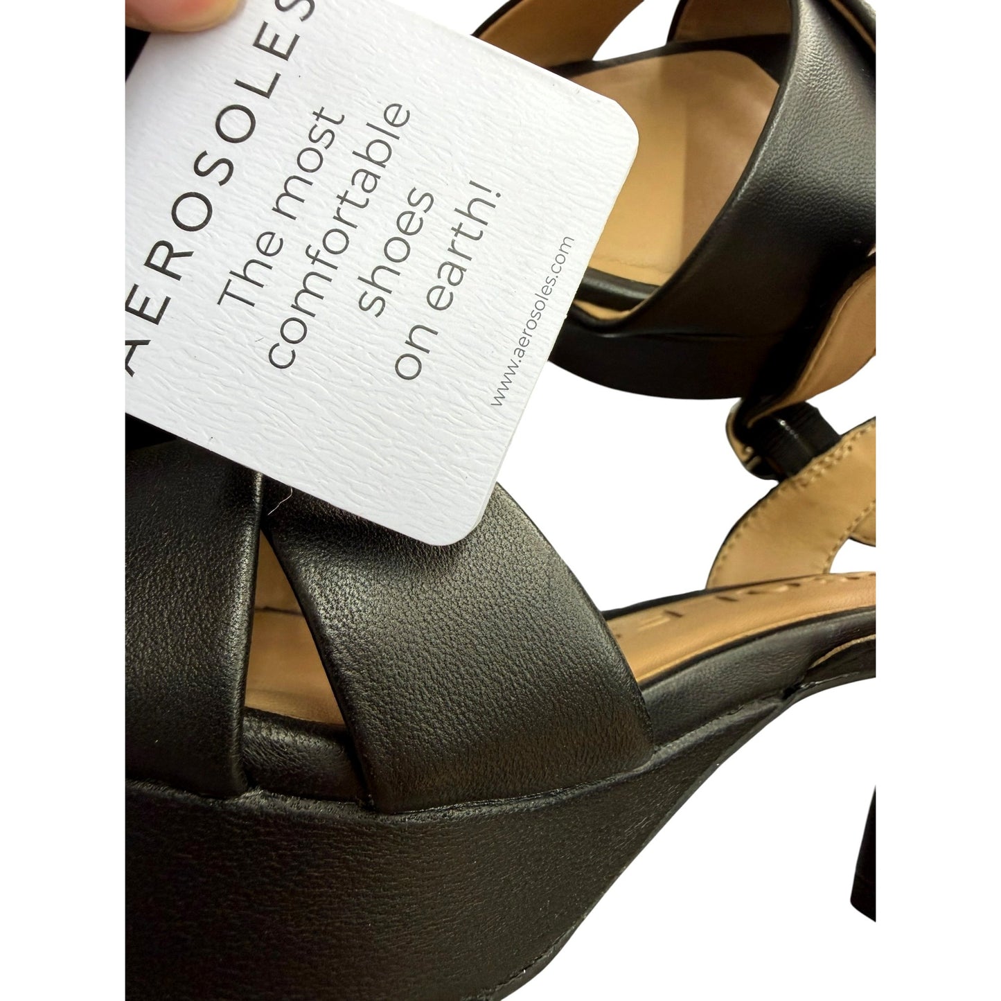 Aerosoles Black Platform Block Heel Sandals Size 6 New In Box