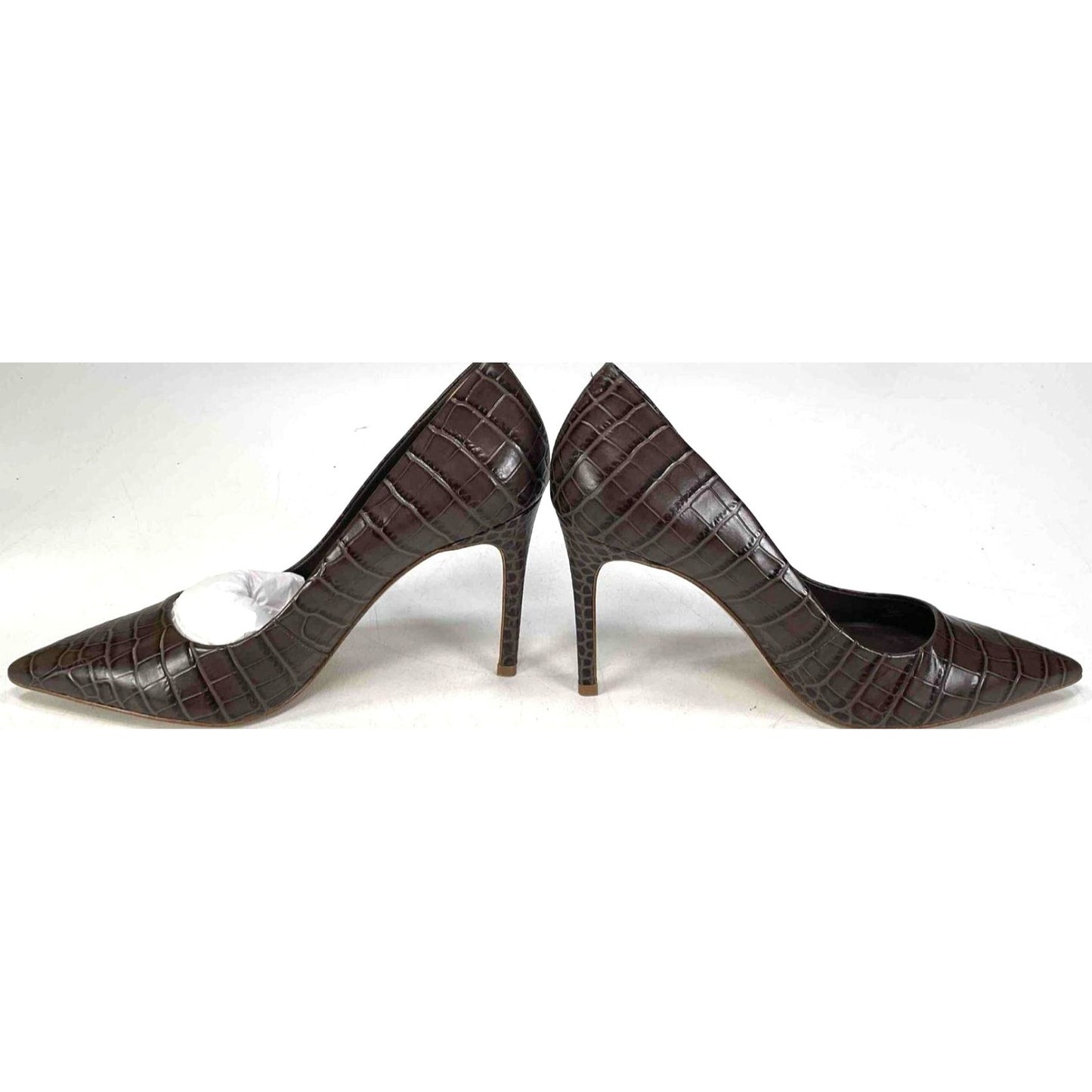 Gianni Bini Brown Crocodile Embossed Leather Pointed-Toe Pumps Size 9.5
