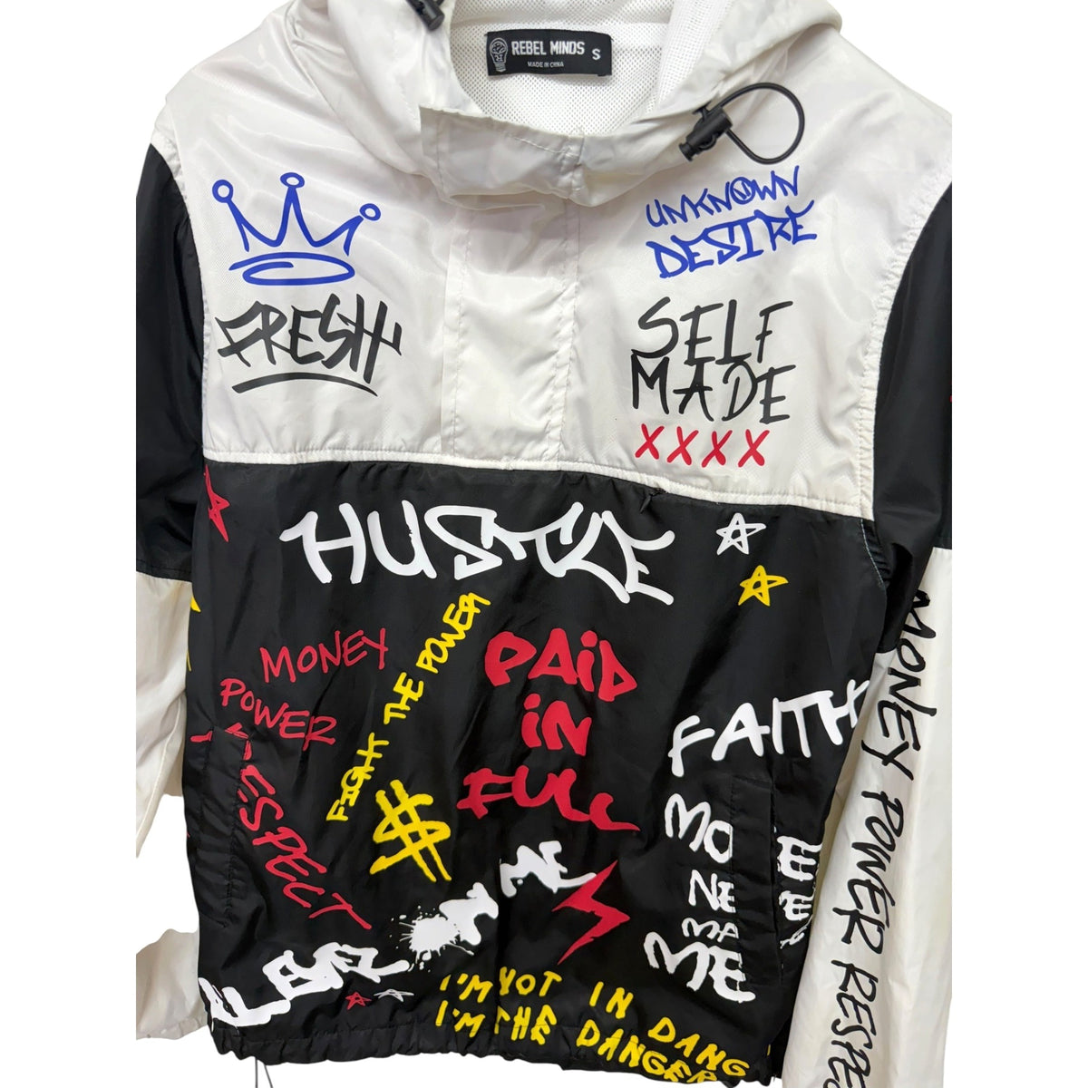 Rebel Minds Graffiti Streetwear Windbreaker Jacket Size Small