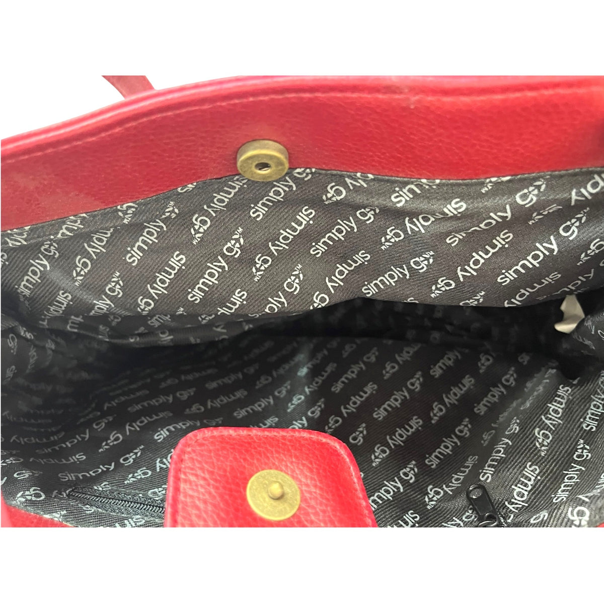 Simply GO Red Leather Travel Tote Bag With Pockets & Umbrella