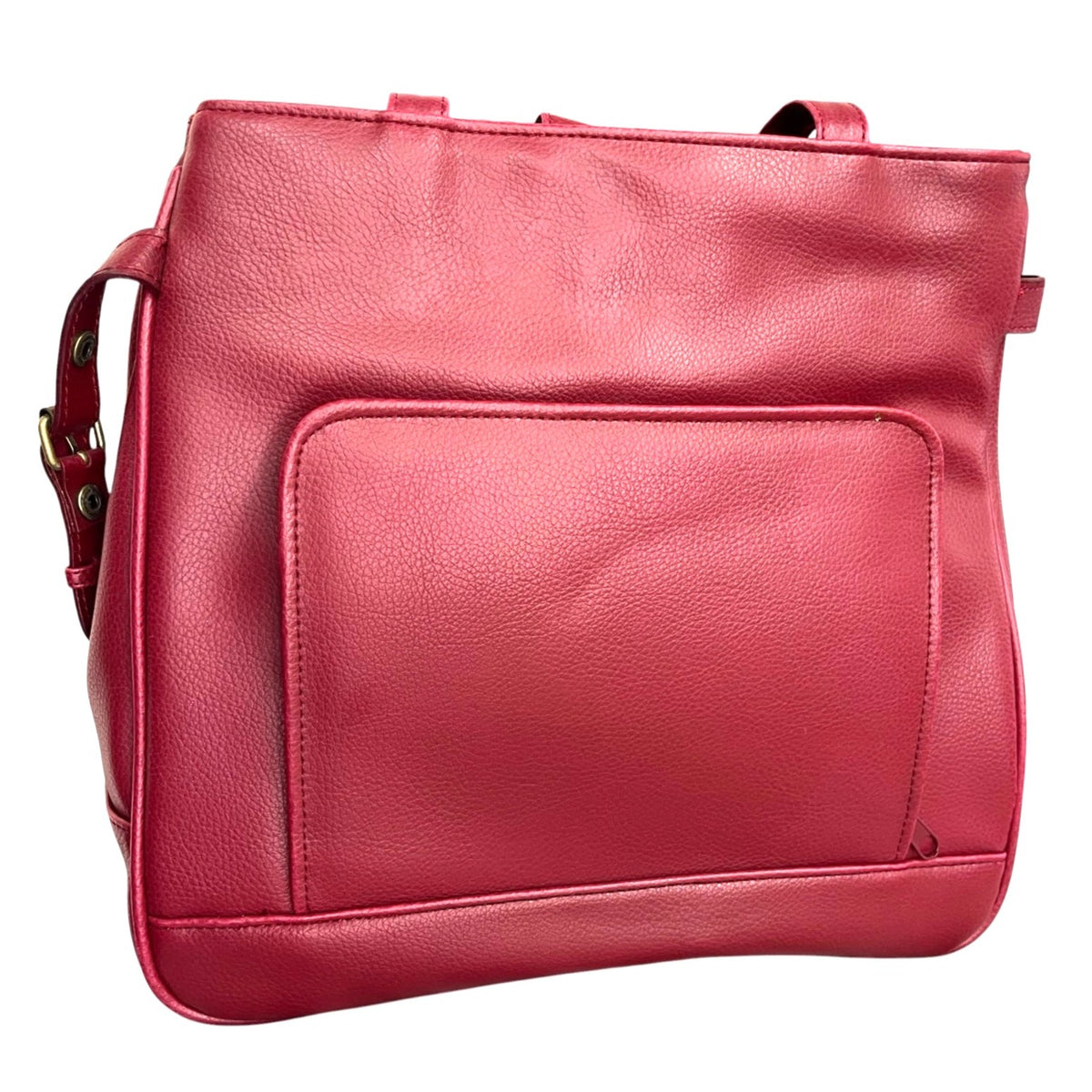 Simply GO Red Leather Travel Tote Bag With Pockets & Umbrella
