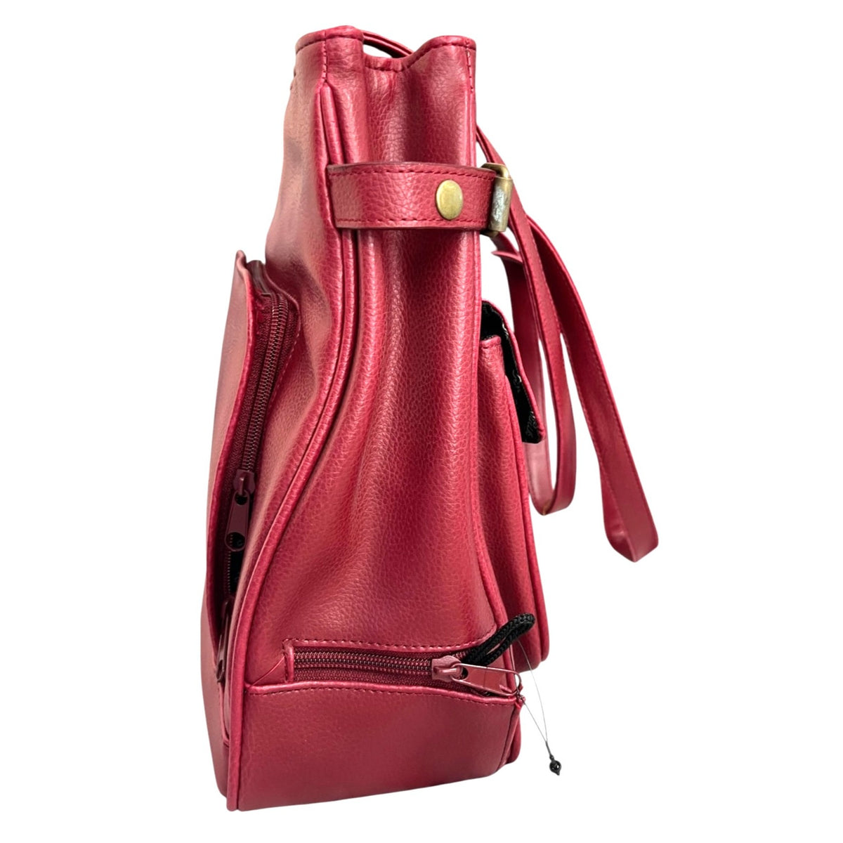 Simply GO Red Leather Travel Tote Bag With Pockets & Umbrella