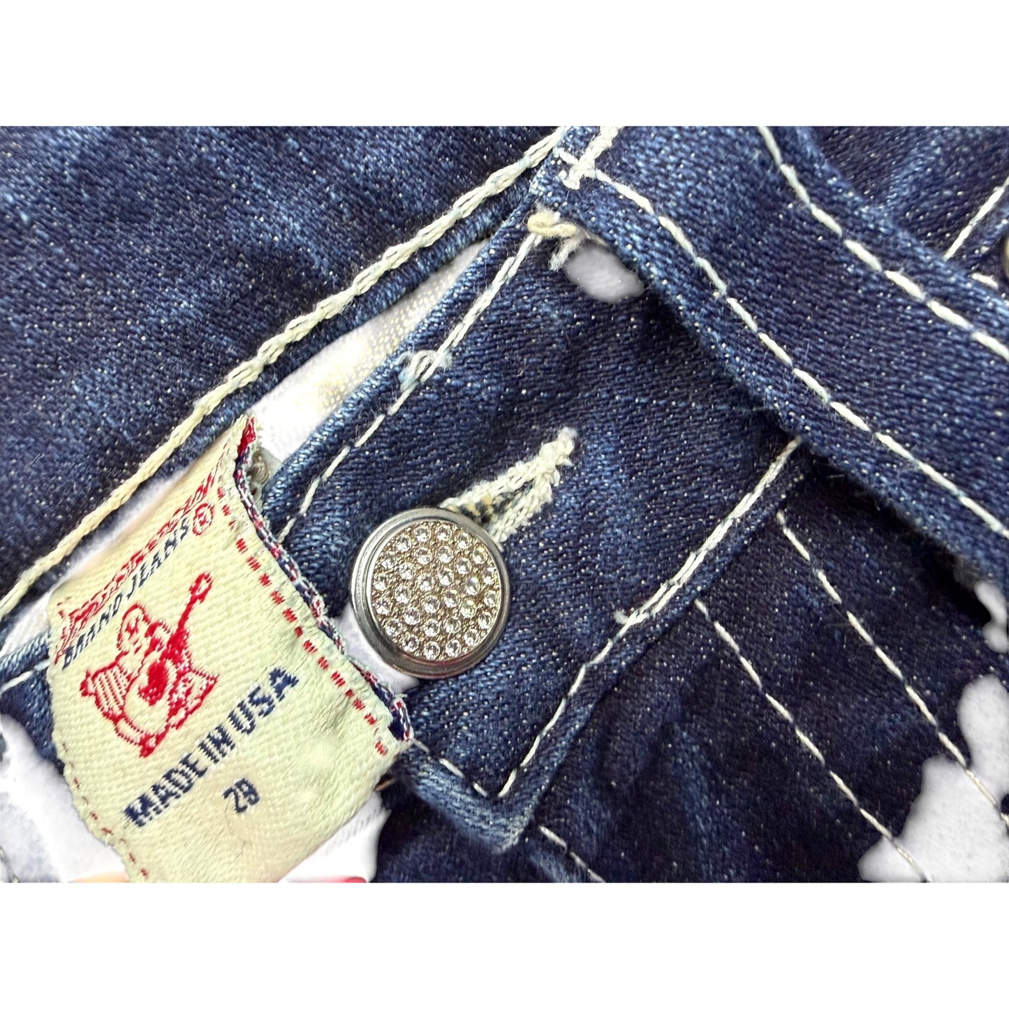 True Religion Women's Dark Wash Straight Leg Billy Jeans Size 29 Made In USA
