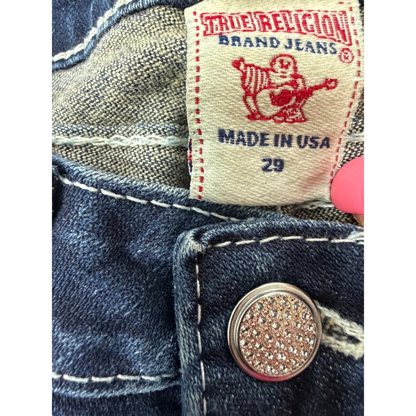 True Religion Women's Dark Wash Straight Leg Billy Jeans Size 29 Made In USA