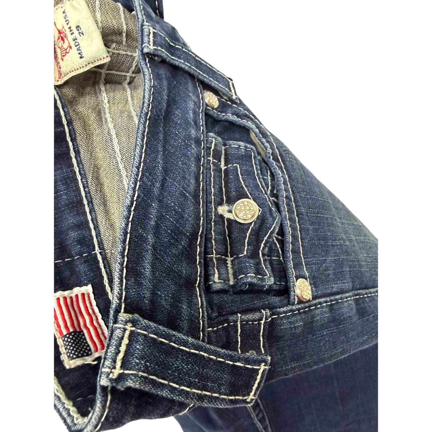 True Religion Women's Dark Wash Straight Leg Billy Jeans Size 29 Made In USA