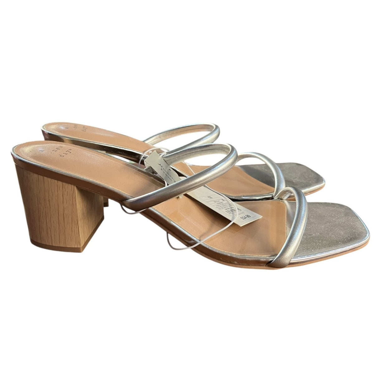 A New Day Silver Strappy Sandals Women's Size 12