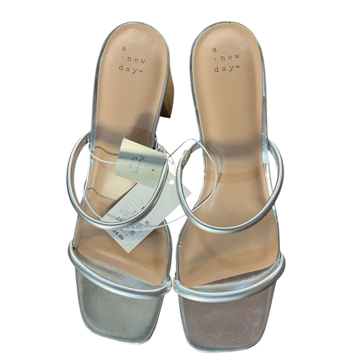 A New Day Silver Strappy Sandals Women's Size 12