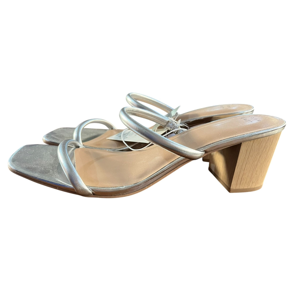 A New Day Silver Strappy Sandals Women's Size 12