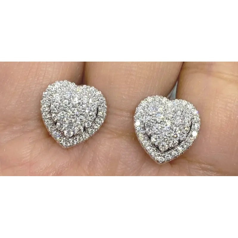 Heart-Shaped Silver Toned Stud Earrings